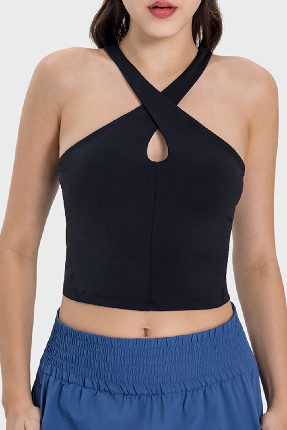 Millennia Crisscross Grecian Neck Active Cami Trandify deal
