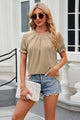 Round Neck Flounce Sleeve T-Shirt Trandify deal