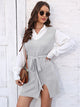 Tie Front V-Neck Sleeveless Slit Sweater Dress Trandify deal