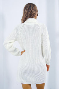 Buttoned Turtleneck Long Sleeve Sweater Dress Trandify deal