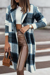 Double Take Full Size Plaid Button Up Lapel Collar Coat Trandify deal