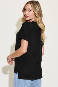 Basic Bae Full Size V-Neck High-Low T-Shirt Trandify deal