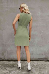 Round Neck Slit Sleeveless Sweater Dress Trandify deal