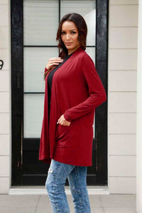 Basic Bae Full Size Open Front Long Sleeve Cardigan with Pockets Trandify deal