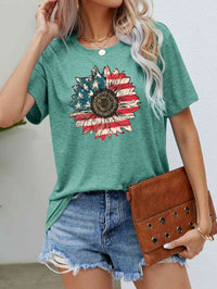 US Flag Flower Graphic Tee Trandify deal