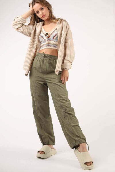 VERY J Drawstring Woven Parachute Joggers Trandify deal
