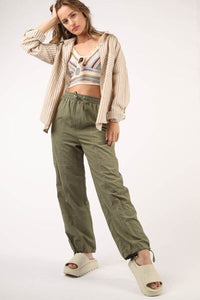 VERY J Drawstring Woven Parachute Joggers Trandify deal