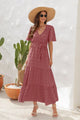 Swiss Dot Tied Surplice Short Sleeve Dress Trandify deal