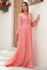 Twist Front Cutout Long Sleeve Dress Trandify deal