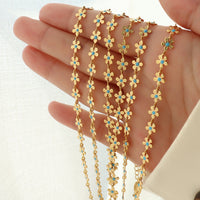 Titanium Steel Drip Oil Flower Necklace Trandify deal