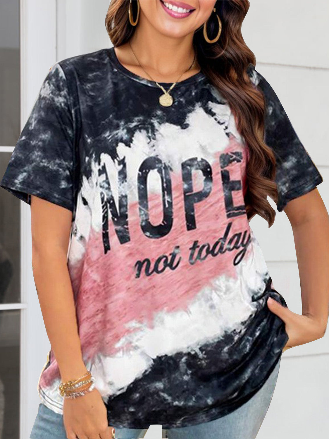 NOPE NOT TODAY Round Neck Short Sleeve T-Shirt Trandify deal