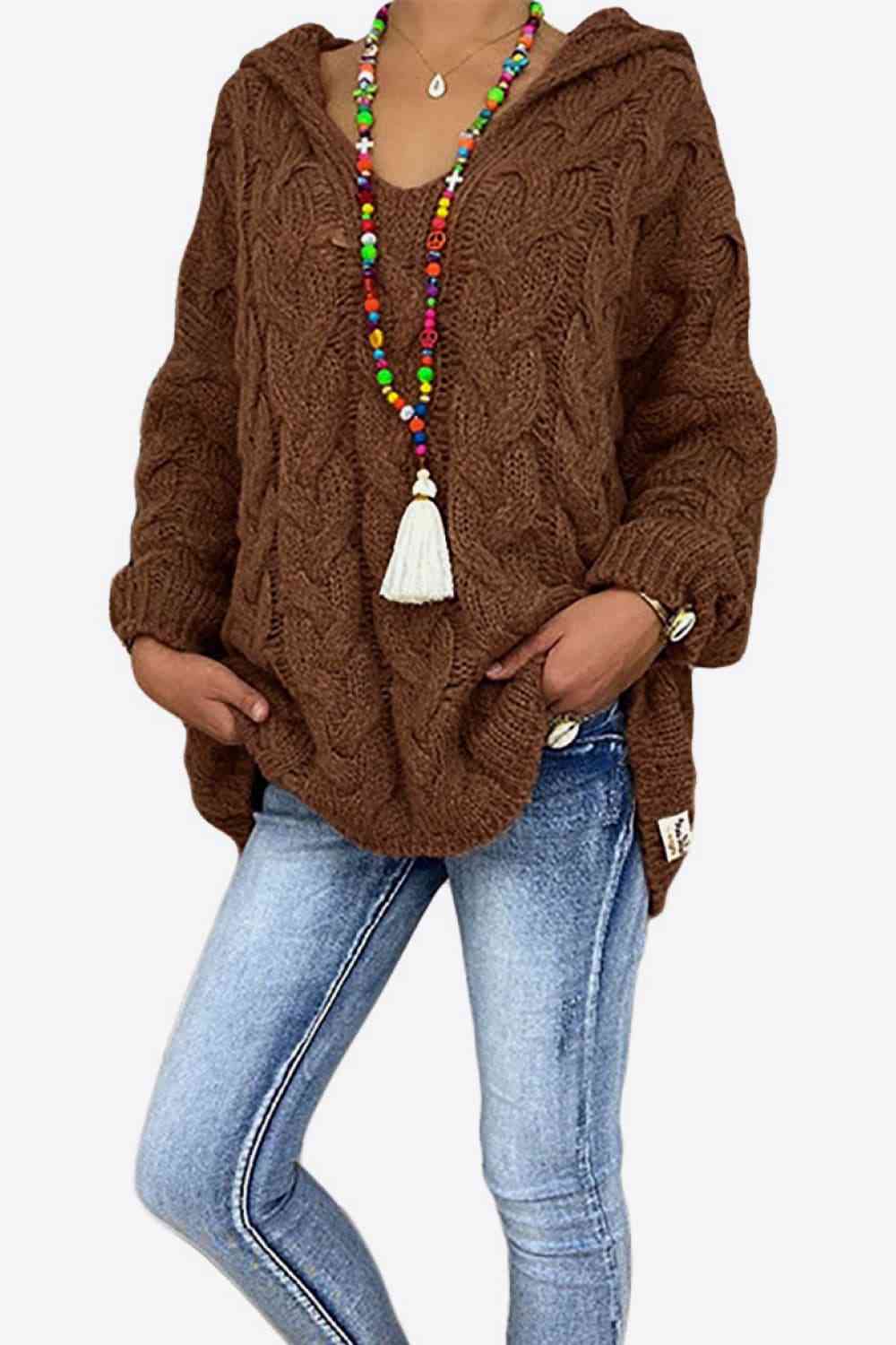 Cable-Knit Hooded Sweater Trandify deal