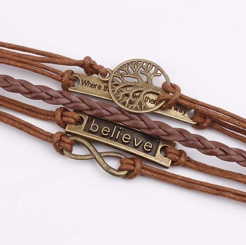 Alloy PU Leather Rope Bracelet Trandify deal
