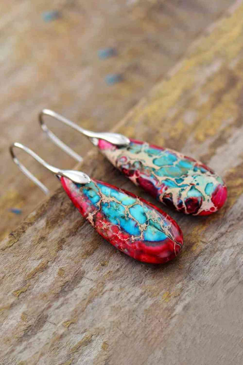 Handmade Teardrop Shape Natural Stone Dangle Earrings Trandify deal