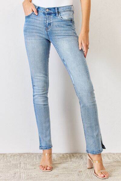 Kancan Full Size Mid Rise Y2K Slit Bootcut Jeans Trandify deal