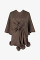 Cozy Pom-Pom Trim Poncho for Women - Fall Fashion - TrandifyDeal