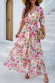 Devine Printed Tied Half Sleeve Slit Dress Trandify deal