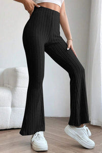 Basic Bae Full Size Ribbed High Waist Flare Pants Trandify deal