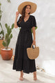 Swiss Dot Tied Surplice Short Sleeve Dress Trandify deal