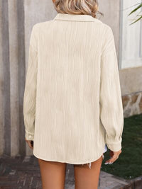 Button Up Dropped Shoulder Shirt Trandify deal