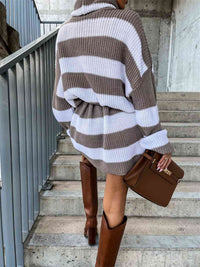 Striped Turtleneck Sweater Dress Trandify deal