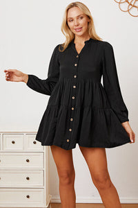 Ruffled Button Up Long Sleeve Tiered Shirt Trandify deal