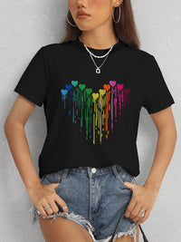 Heart Round Neck Short Sleeve T-Shirt Trandify deal