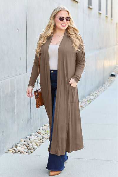 Basic Bae Full Size Open Front Long Sleeve Cover Up Trandify deal
