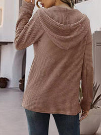 Half Button Up Drawstring Hoodie Trandify deal