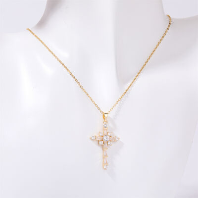 Stainless Steel Inlaid Zircon Cross Necklace Trandify deal