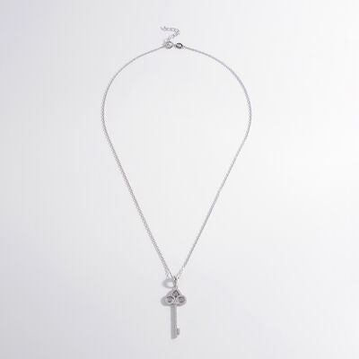 925 Sterling Silver Inlaid Zircon Key Shape Necklace Trandify deal