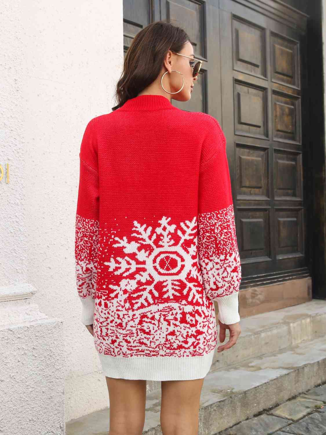Snowflake Pattern Sweater Dress Trandify deal