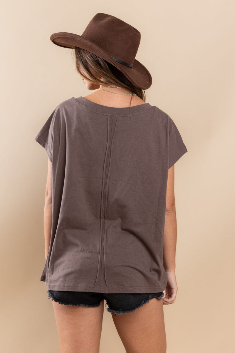 Ces Femme Fringe Detail Round Neck Short Sleeve Top Trandify deal