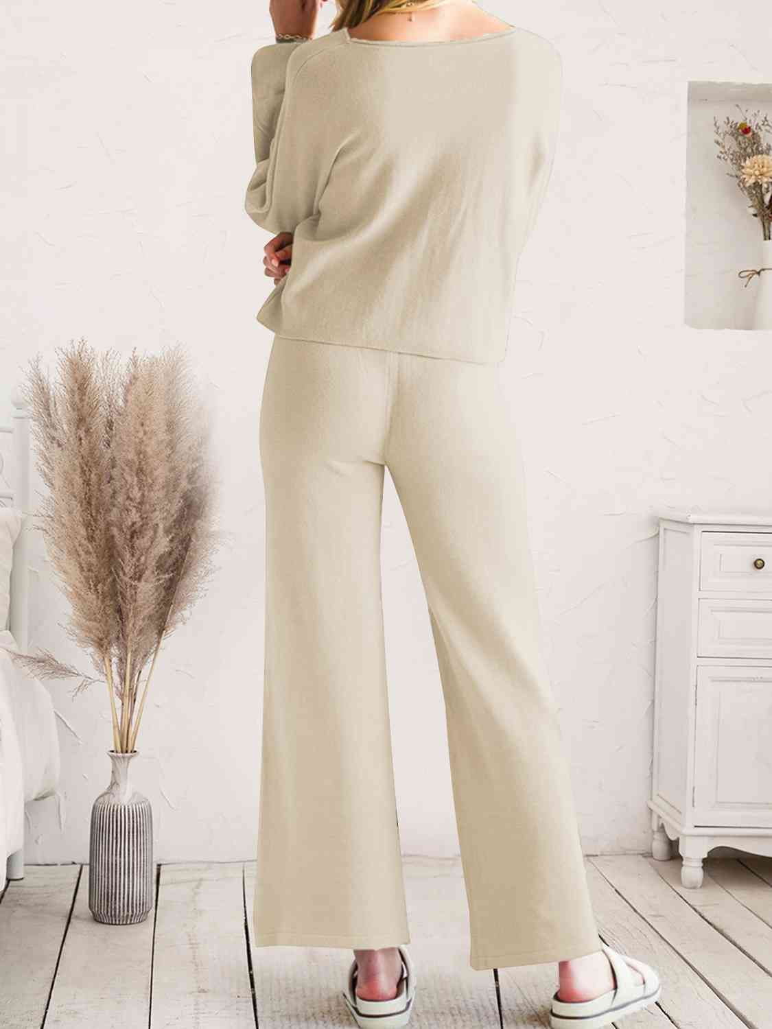 Long Sleeve Lounge Top and Drawstring Pants Set Trandify deal
