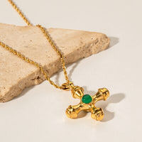 Gold-Plated Stainless Steel Cross Shape Pendant Necklace Trandify deal