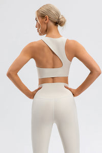 Round Neck Cutout Cropped Active Tank Trandify deal