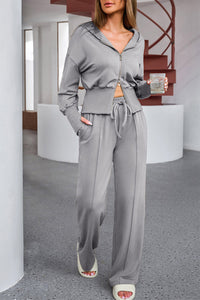 Dropped Shoulder Hoodie and Drawstring Pants Active Set Trandify deal