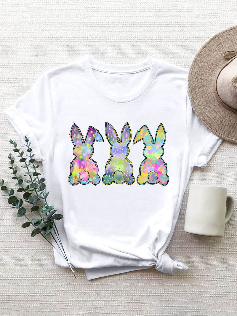 Rabbit Round Neck Short Sleeve T-Shirt Trandify deal