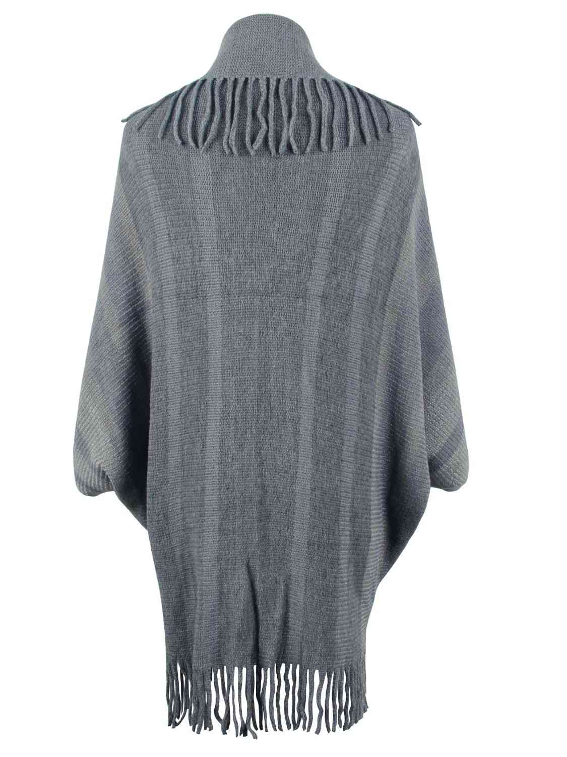 Fringe Detail Open Front Poncho Trandify deal