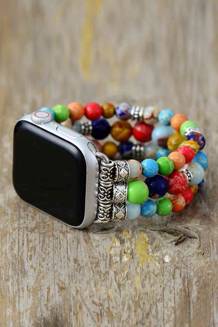Synthetic Imperial Jasper Beaded Watchband Bracelet Trandify deal
