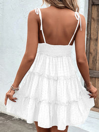 Shiny Frill Spaghetti Strap Tiered Dress Trandify deal