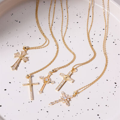 Stainless Steel Inlaid Zircon Cross Necklace Trandify deal