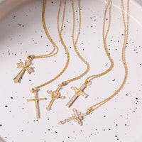 Stainless Steel Inlaid Zircon Cross Necklace Trandify deal