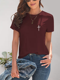 Cross Graphic Round Neck T-Shirt Trandify deal