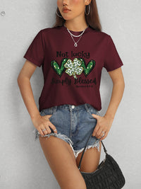Lucky Clover Round Neck Short Sleeve T-Shirt Trandify deal