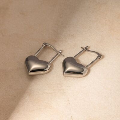 Stainless Steel Heart Lock Drop Earrings Trandify deal
