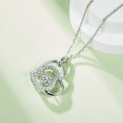Moissanite 925 Sterling Silver Heart Necklace Trandify deal