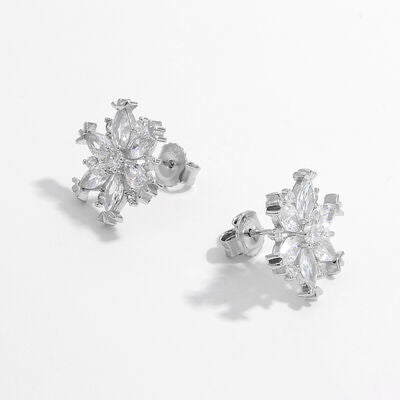 925 Sterling Silver Zircon Snowflake Earrings Trandify deal