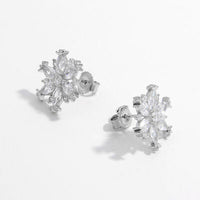 925 Sterling Silver Zircon Snowflake Earrings Trandify deal