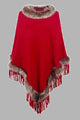 Faux Fur Trim Fringed Poncho Trandify deal